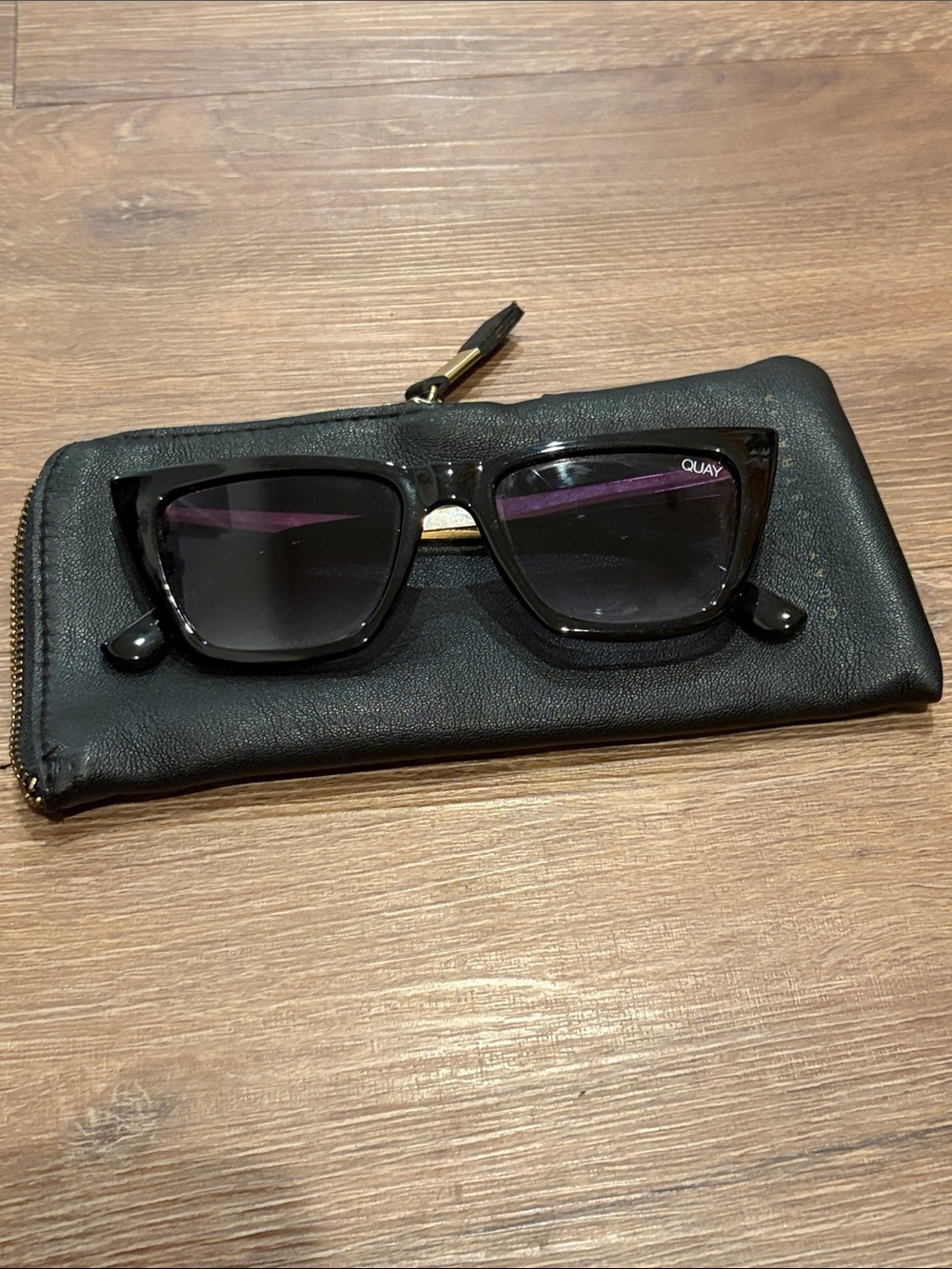 Quay Australia Black Sunglasses with Subtle Purple Tint
